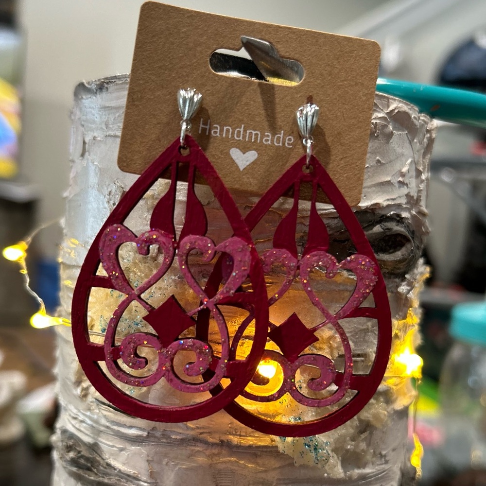 Hand painted wooden earrings- brand new just made